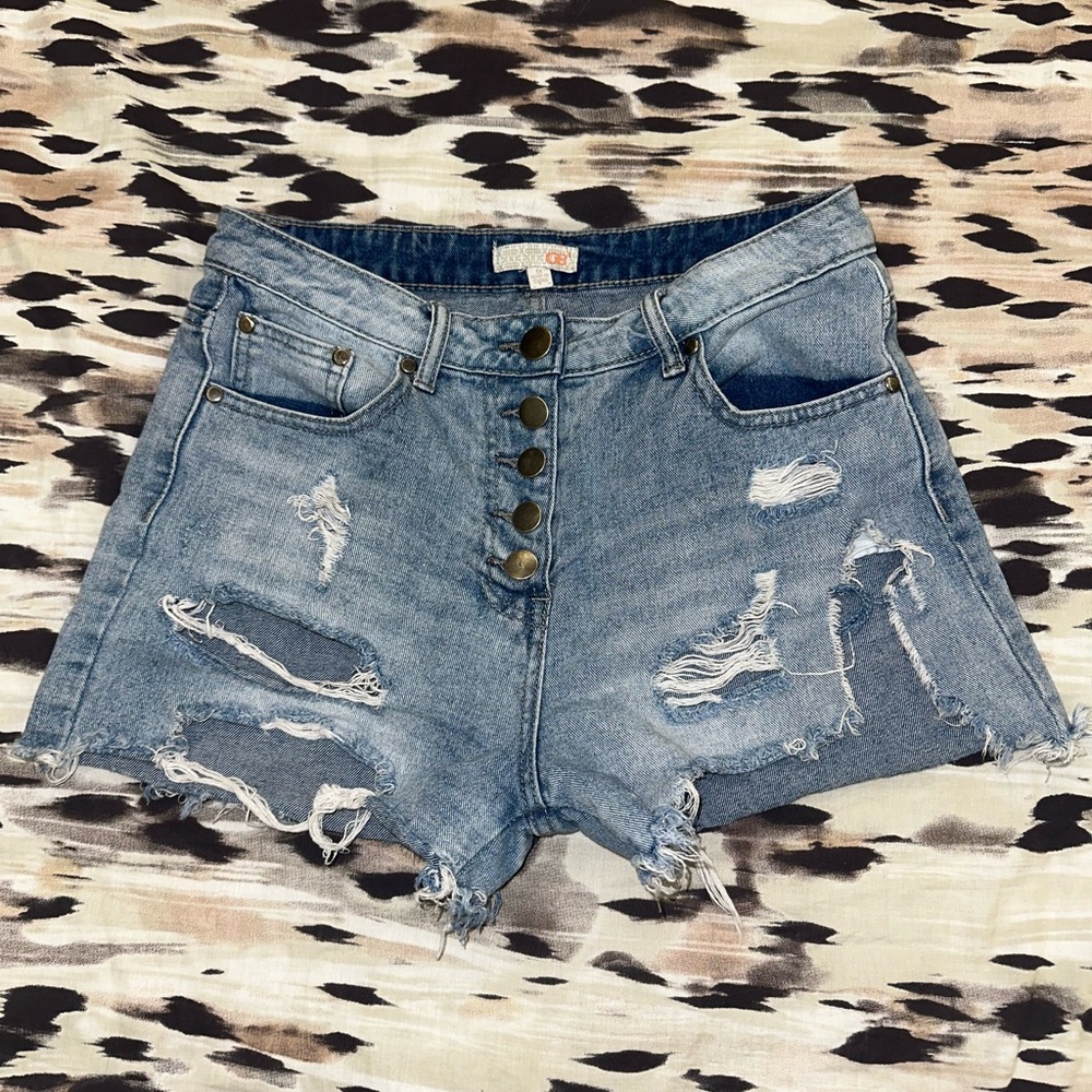 Gianni Bini Blue Distressed Jean Shorts